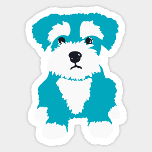 Sweet Turquoise Miniature Schnauzer Puppy on A Pink Background Sticker